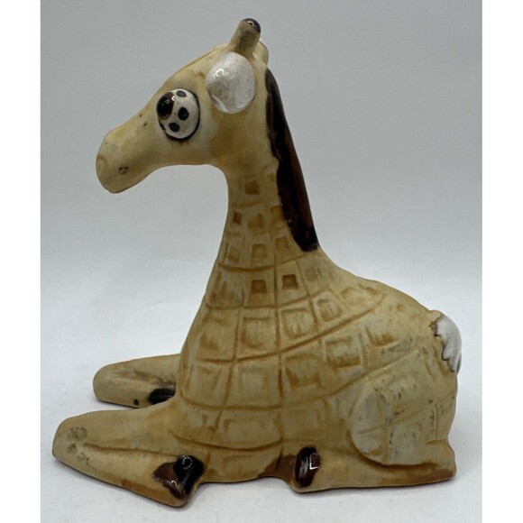 Vintage Japan MCM Pottery Ceramic Giraffe Figurine Kitschy Bug Eyed - Picture 4 of 8